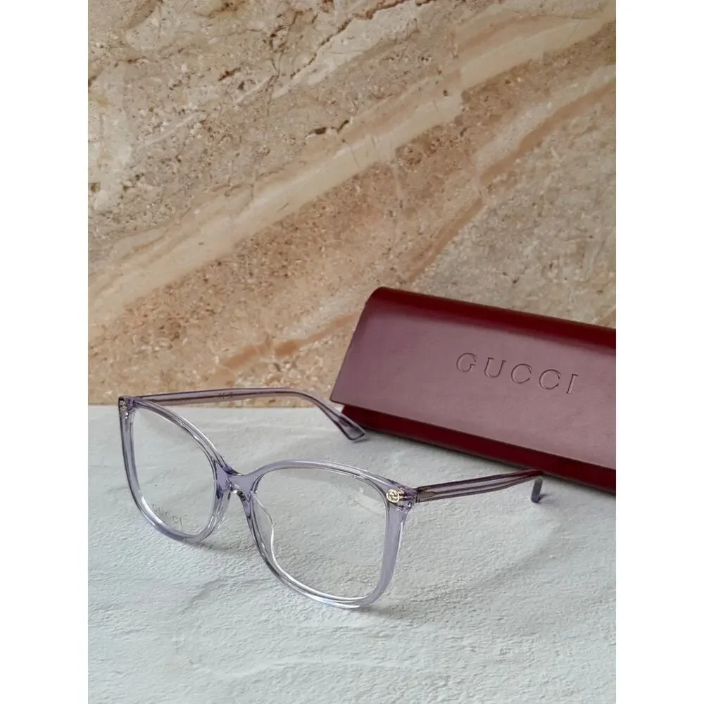 NEW Gucci GG0026O Transparent Lilac Cat Eye Eyeglasses Frames